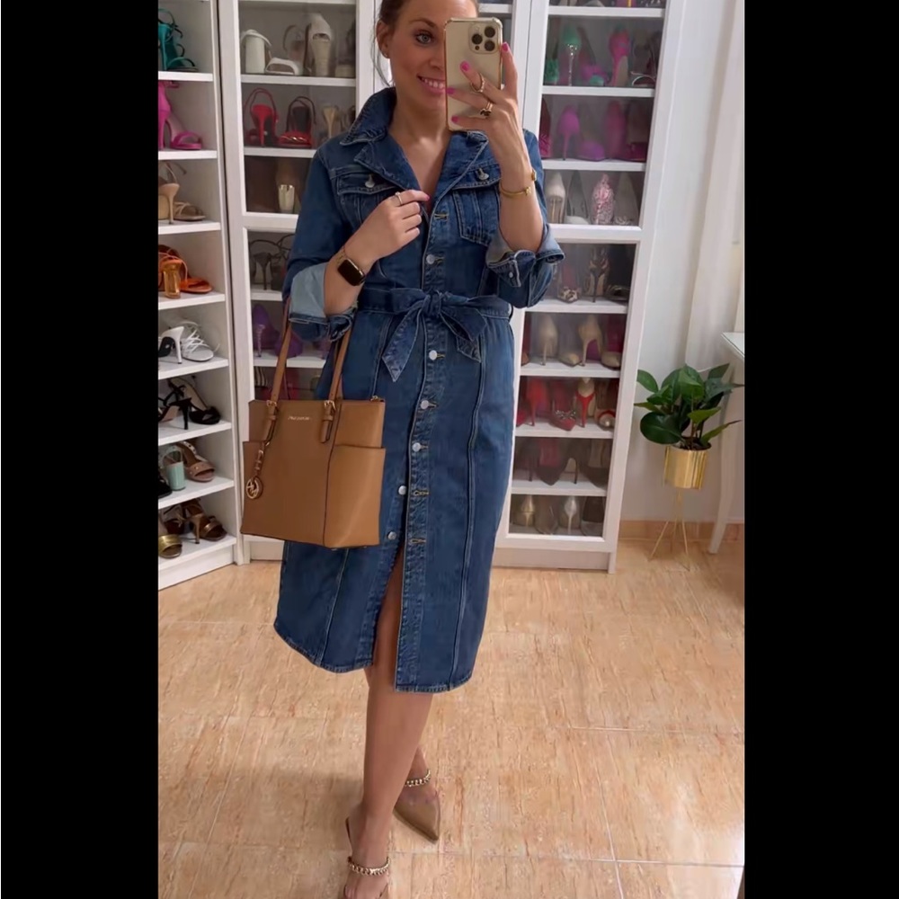 Zara Classic Denim Shirt belted Dress -  Sz Medium - NWT - Picture 16 of 17